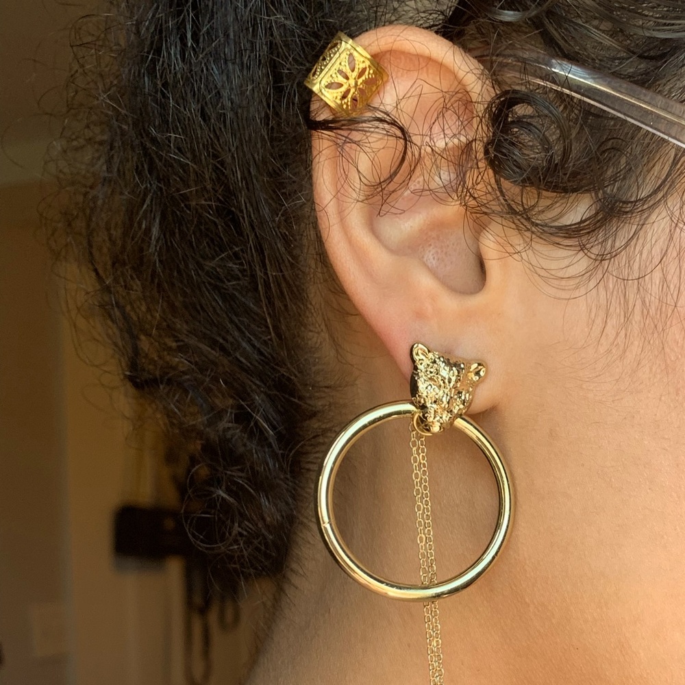 Gold Jaguar Hoop Earrings